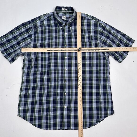 Peter Millar Shirt Men’s Size‎ XL Blue Green Plaid Short Sleeve Button Down - Picture 6 of 8